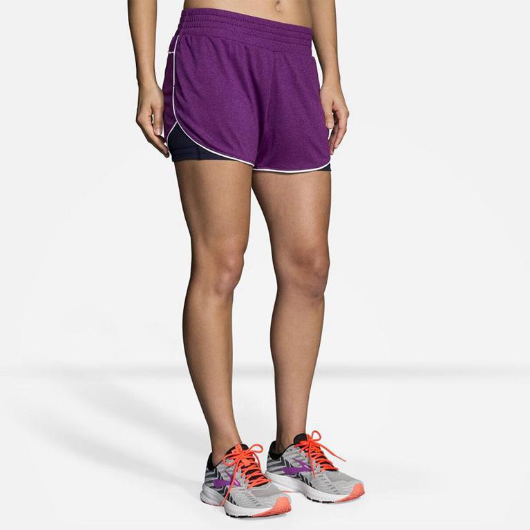 Brooks Rep 3 2-in-1 Running Shorts - Women's - Purple (04973-JBDQ)